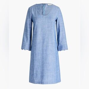 J. Crew Chambray Dress with Scalloped Sleeves